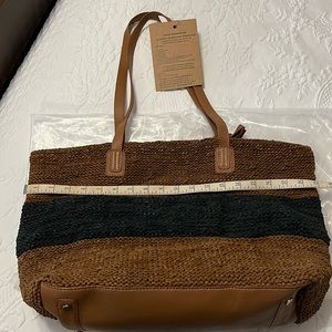 Clever Carriage Company Leather Hand Knitted Large Tote